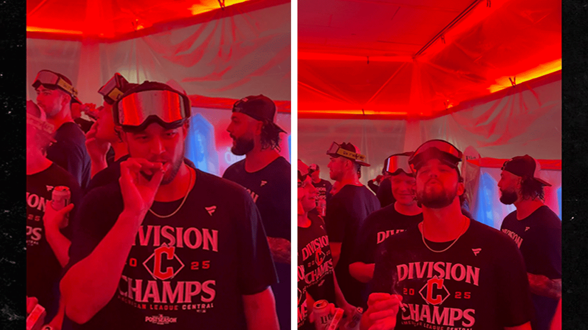 Cleveland Guardians Smoke Cigarettes In Locker Room To Celebrate Division Title