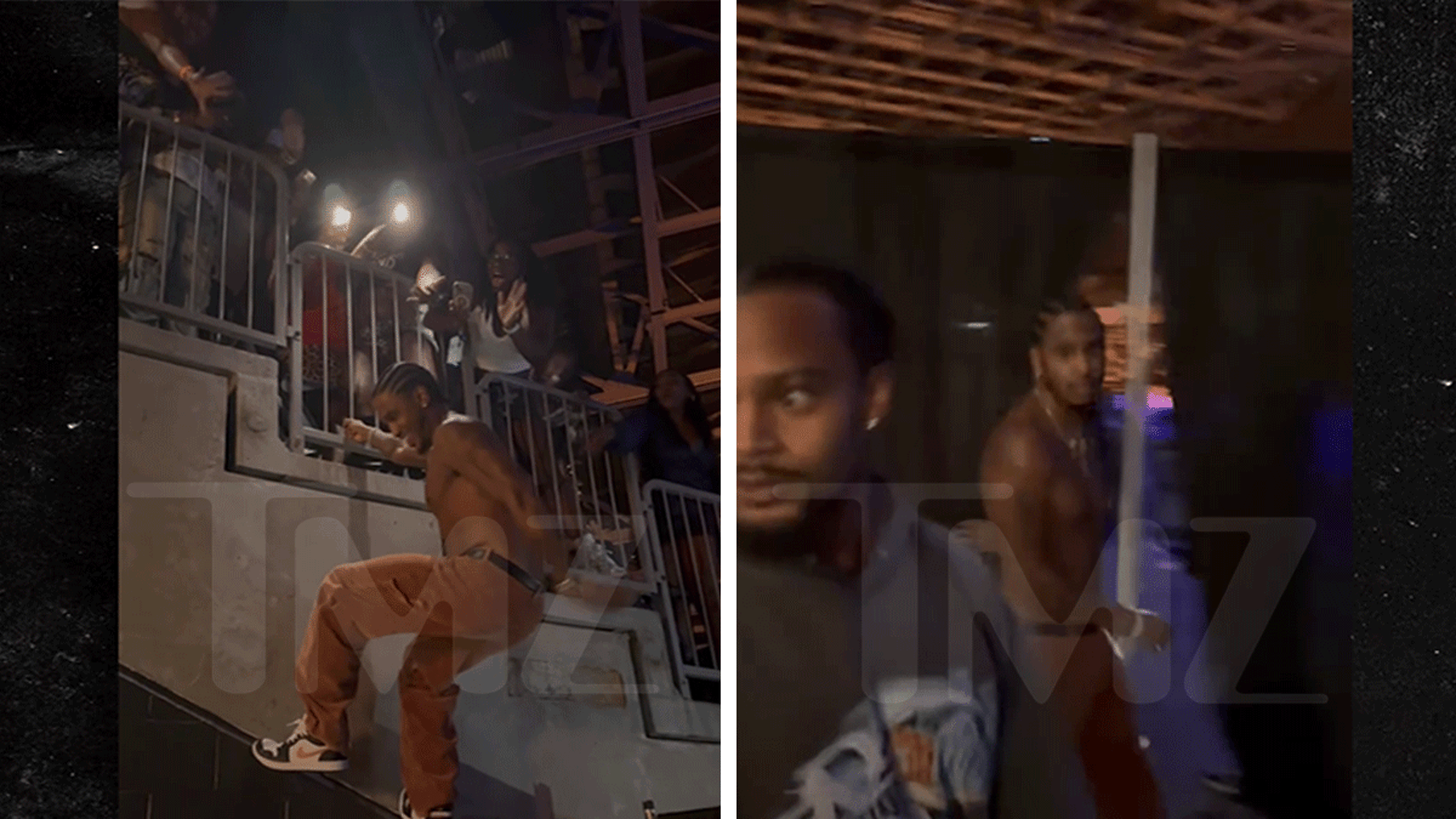 Trey Songz Scales Wall While Shirtless at Concert