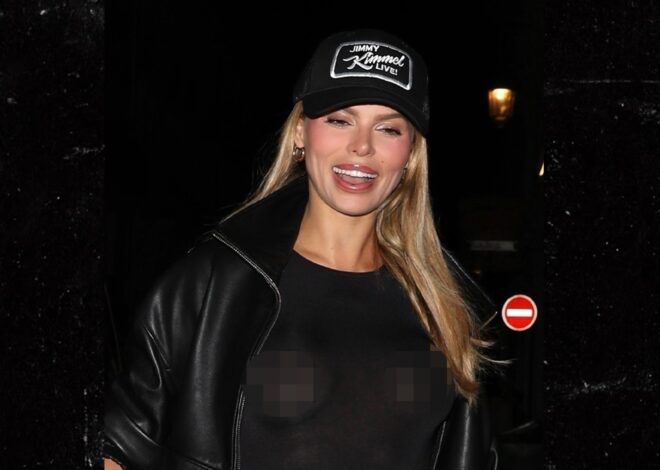 Brooks Nader Wears See-Through Catsuit, Jimmy Kimmel Hat in Paris