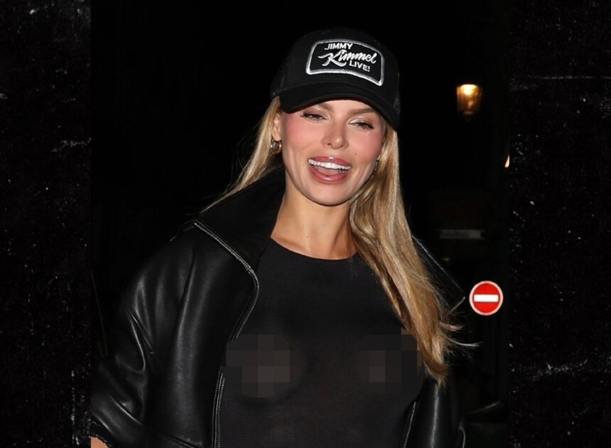 Brooks Nader Wears See-Through Catsuit, Jimmy Kimmel Hat in Paris