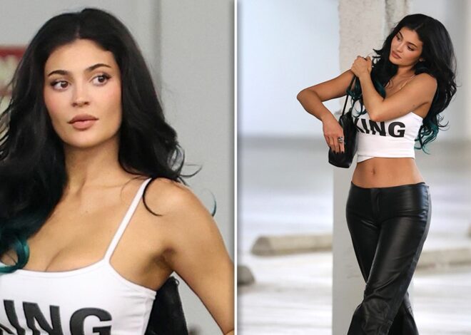 Kylie Jenner Stuns In Leather Pants, Crop Top