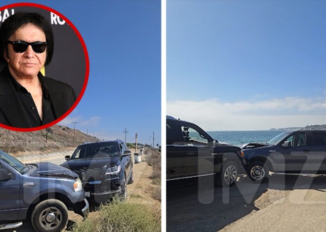 Gene Simmons Car Crash Aftermath Video Shows SUV Smashed Into Truck in Malibu
