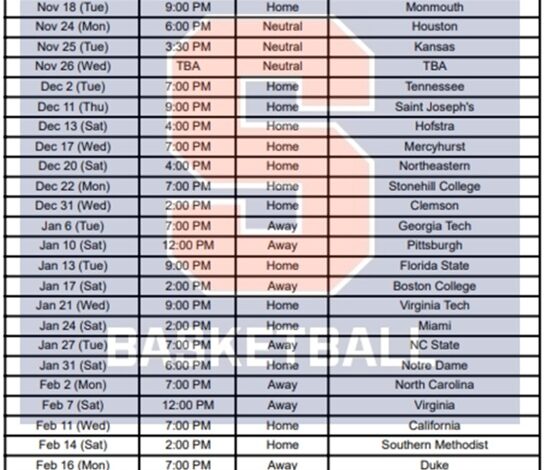 Printable 2025-26 Syracuse Basketball Schedule; PDF format, TV Broadcasts