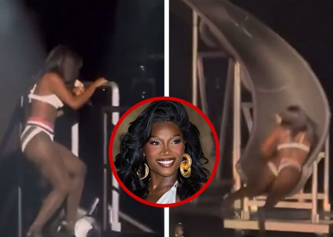 Doechii Flashes Lingerie-Clad Booty in Fall Down Slide While Performing in NYC