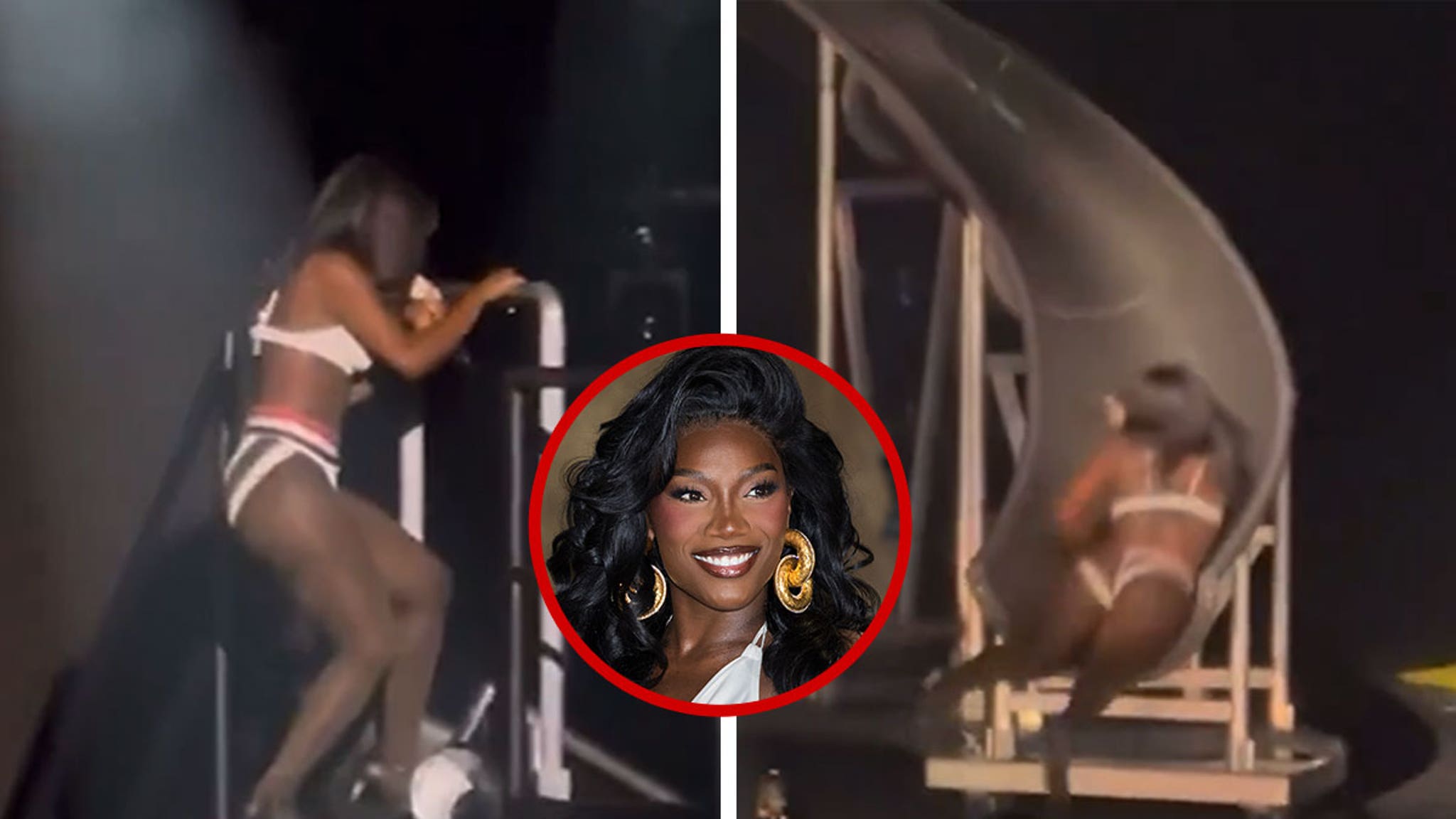 Doechii Flashes Lingerie-Clad Booty in Fall Down Slide While Performing in NYC
