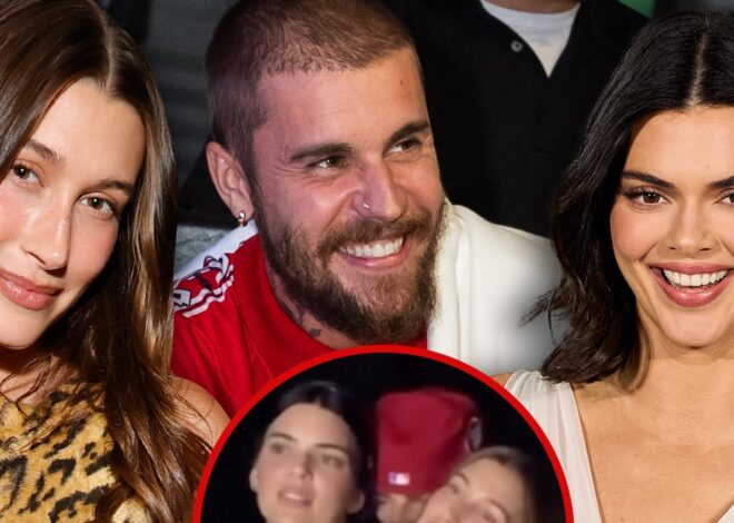 Justin And Hailey Bieber Hug Kendall Jenner and Sway During Concert