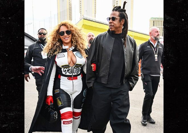 Beyoncé Flashes Cleavage in Racer Outfit at F1 Las Vegas Grand Prix