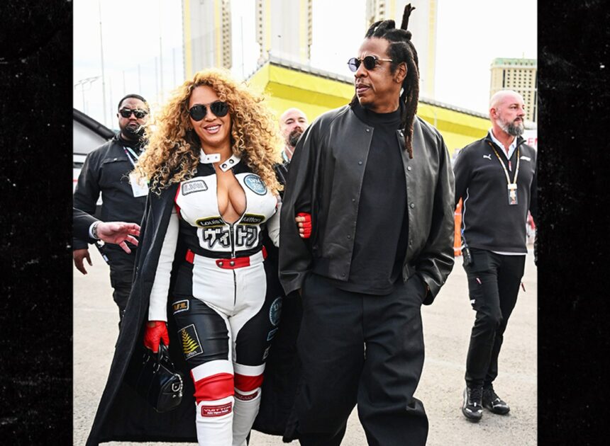 Beyoncé Flashes Cleavage in Racer Outfit at F1 Las Vegas Grand Prix