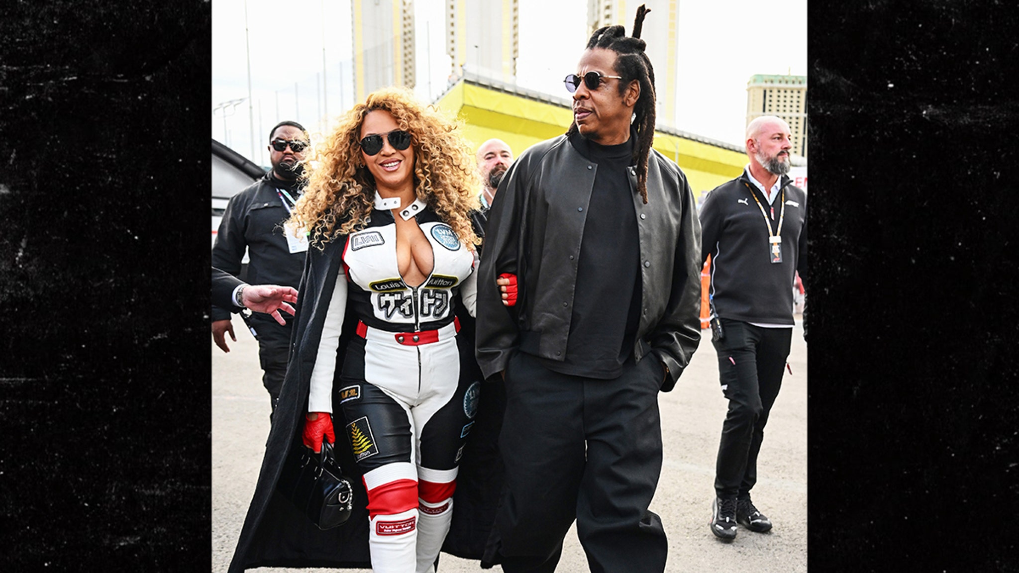 Beyoncé Flashes Cleavage in Racer Outfit at F1 Las Vegas Grand Prix