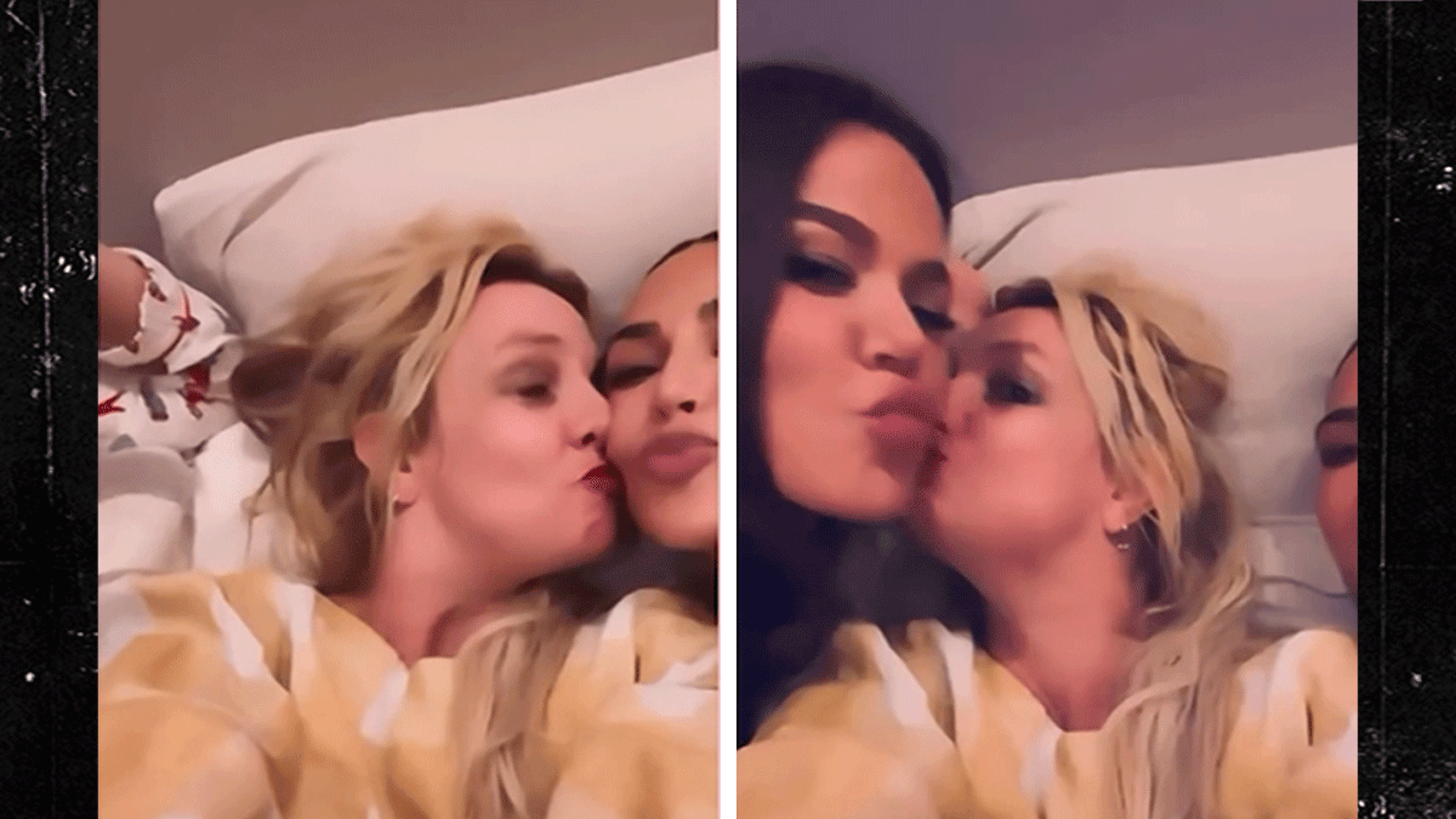 Britney Spears Posts Cozy Bed Moment with Kim and Khloé Kardashian
